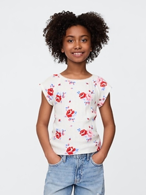Kids Lace-Trim Pointelle T-Shirt