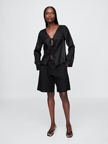 365 Low Rise Linen-Blend Trouser Shorts