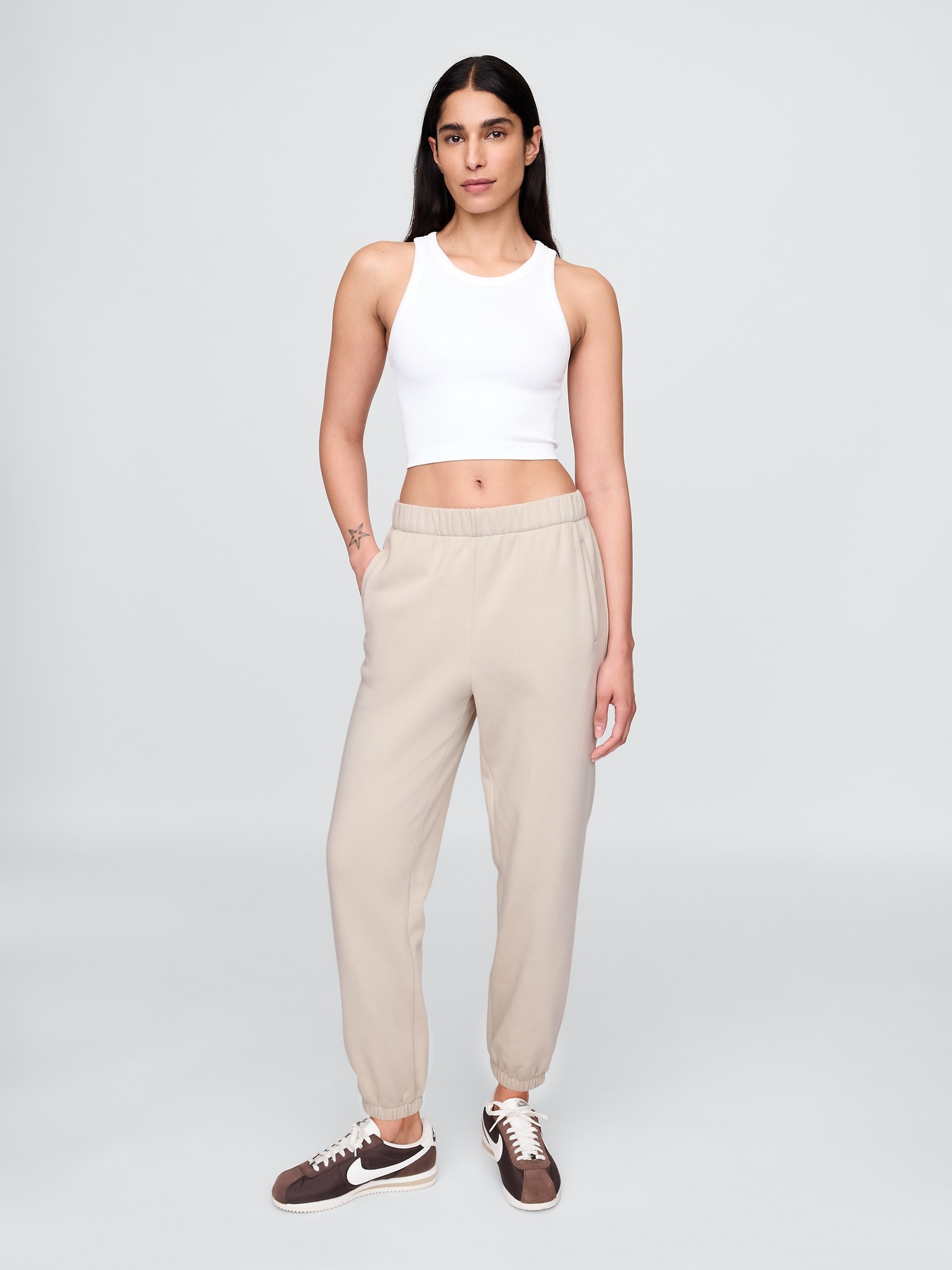High Rise VintageSoft Boyfriend Joggers - Beige