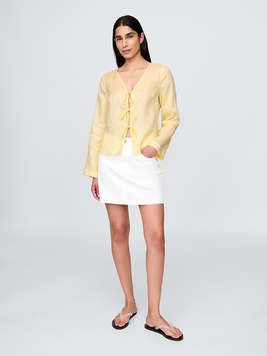 Image number 3 showing, 100% Linen Tie-Front Shirt