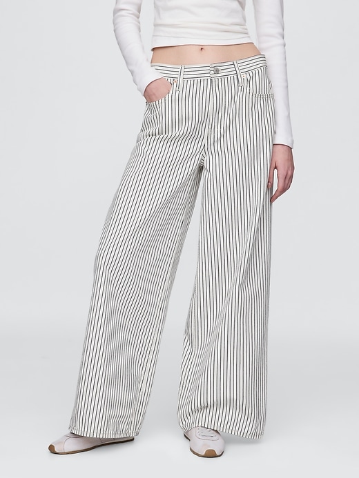 Image number 2 showing, Mid Rise Denim Stripe Baggy Jeans