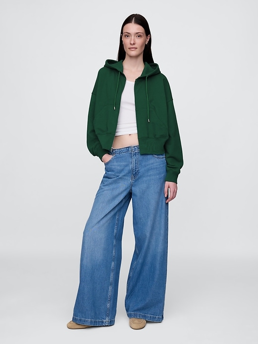 Image number 2 showing, French Terry Oversized Zip Wedge Hoodie