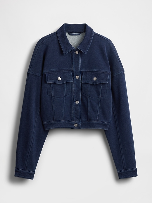 Image number 4 showing, French Terry Cropped Icon Denim Jacket