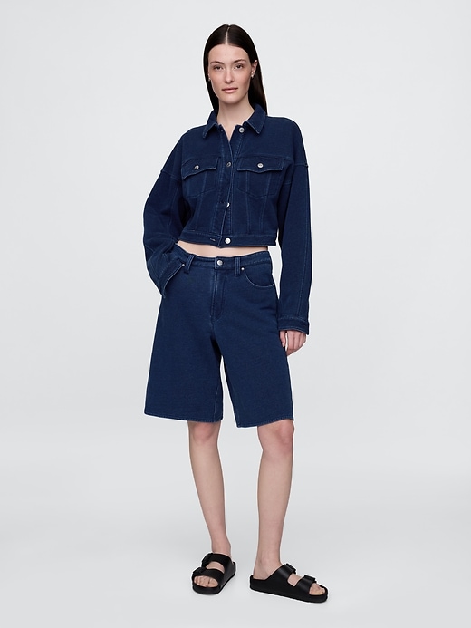 Image number 2 showing, French Terry Cropped Icon Denim Jacket