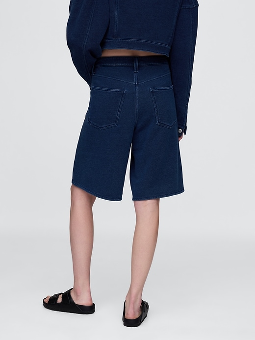 Image number 4 showing, 11" Mid Rise French Terry Denim Longline Shorts