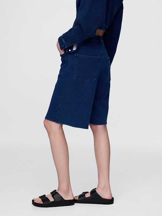 Image number 3 showing, 11" Mid Rise French Terry Denim Longline Shorts