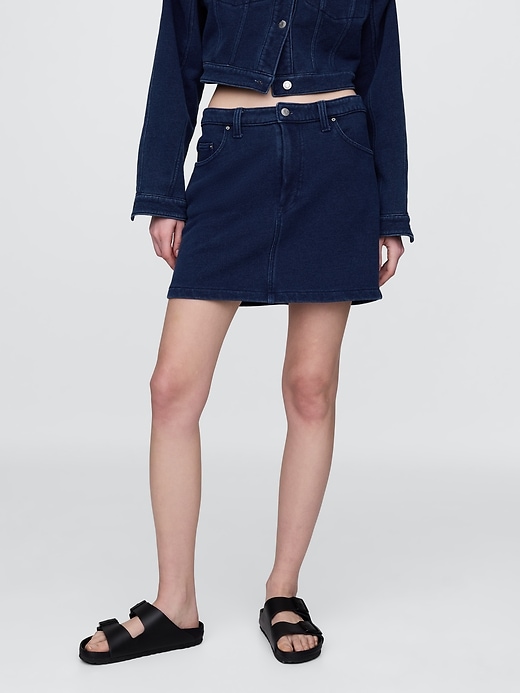 Image number 2 showing, French Terry Denim Skirt