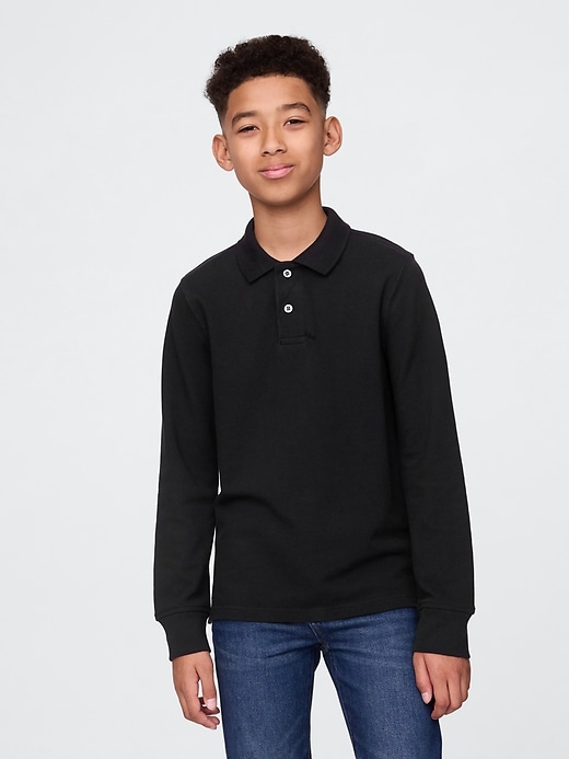 Image number 1 showing, Kids Organic Cotton Uniform Polo Shirt