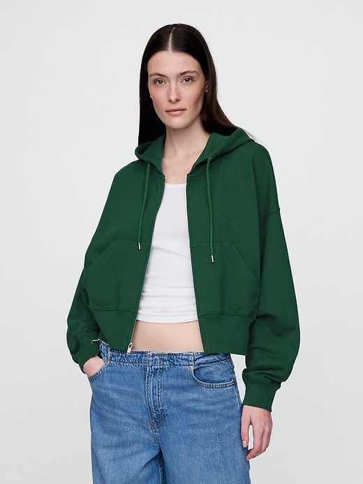 Image number 1 showing, French Terry Oversized Zip Wedge Hoodie