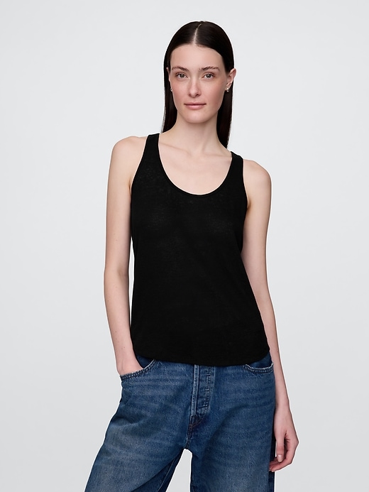 Image number 1 showing, Linen-Blend Racerback Tank Top