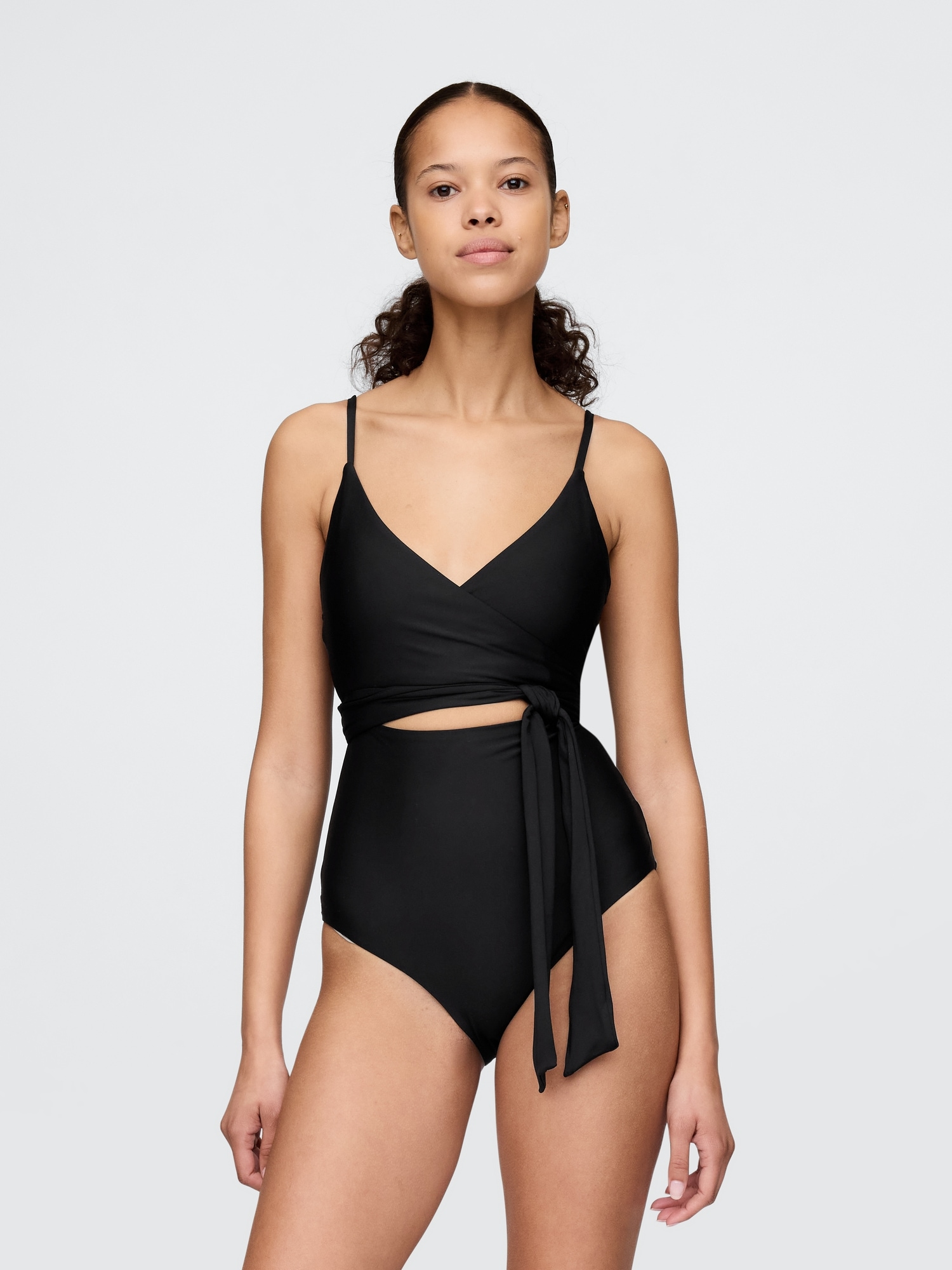 Tie-Knot Cutout Wrap One-Piece Swimsuit