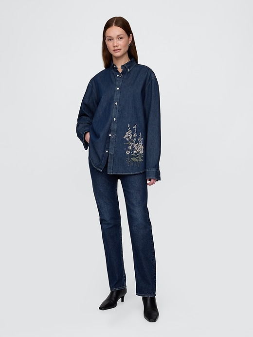 Image number 6 showing, Embroidered Denim Big Shirt