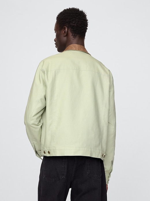 Image number 3 showing, Linen-Cotton Trucker Jacket