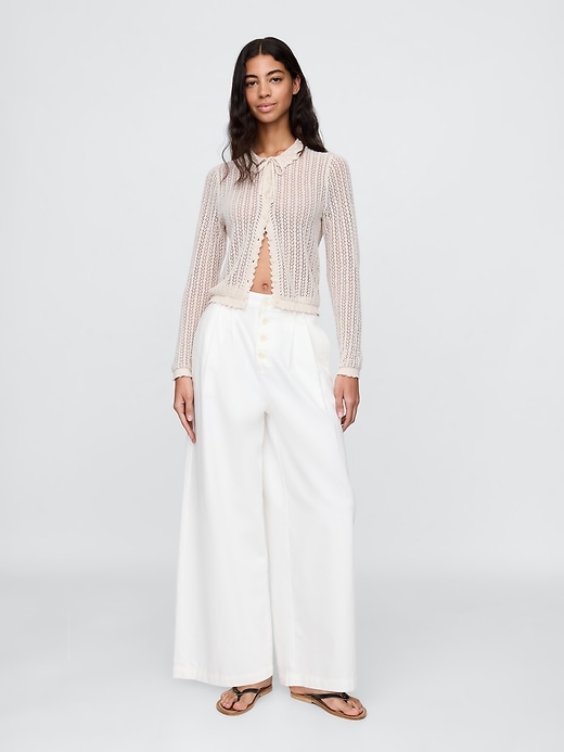 Image number 2 showing, Gap × DÔEN Linen-Blend Pointelle Cardigan