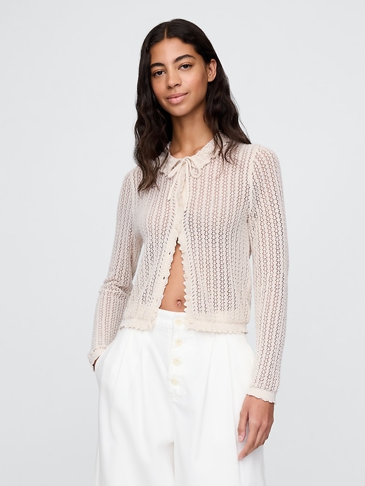 Gap × DÔEN Linen-Blend Pointelle Cardigan