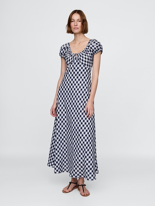 Image number 1 showing, Gap × DÔEN 100% Linen Gingham Midi Dress