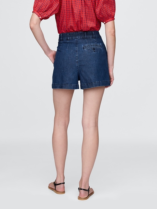 Image number 4 showing, Gap × DÔEN High Rise Pleated Denim Trouser Shorts