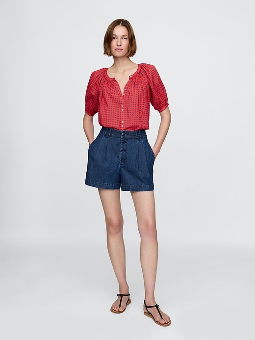 Gap × DÔEN High Rise Pleated Denim Trouser Shorts