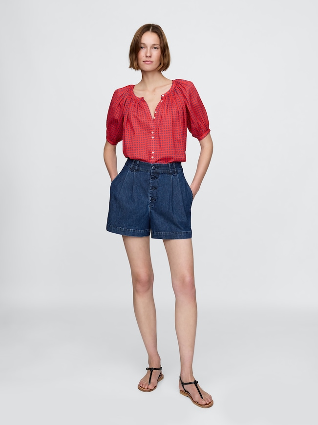 Gap × DÔEN High Rise Pleated Denim Trouser Shorts