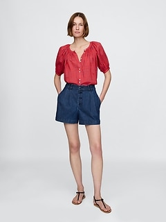 Gap × DÔEN High Rise Pleated Denim Trouser Shorts