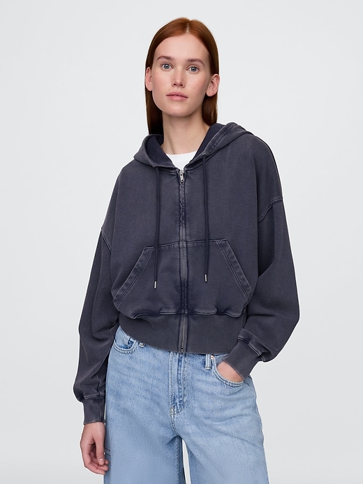 Image number 1 showing, Heavyweight French Terry Oversized Zip Wedge Hoodie