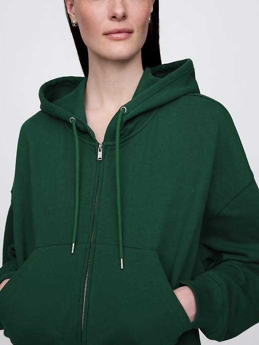 Image number 5 showing, French Terry Oversized Zip Wedge Hoodie