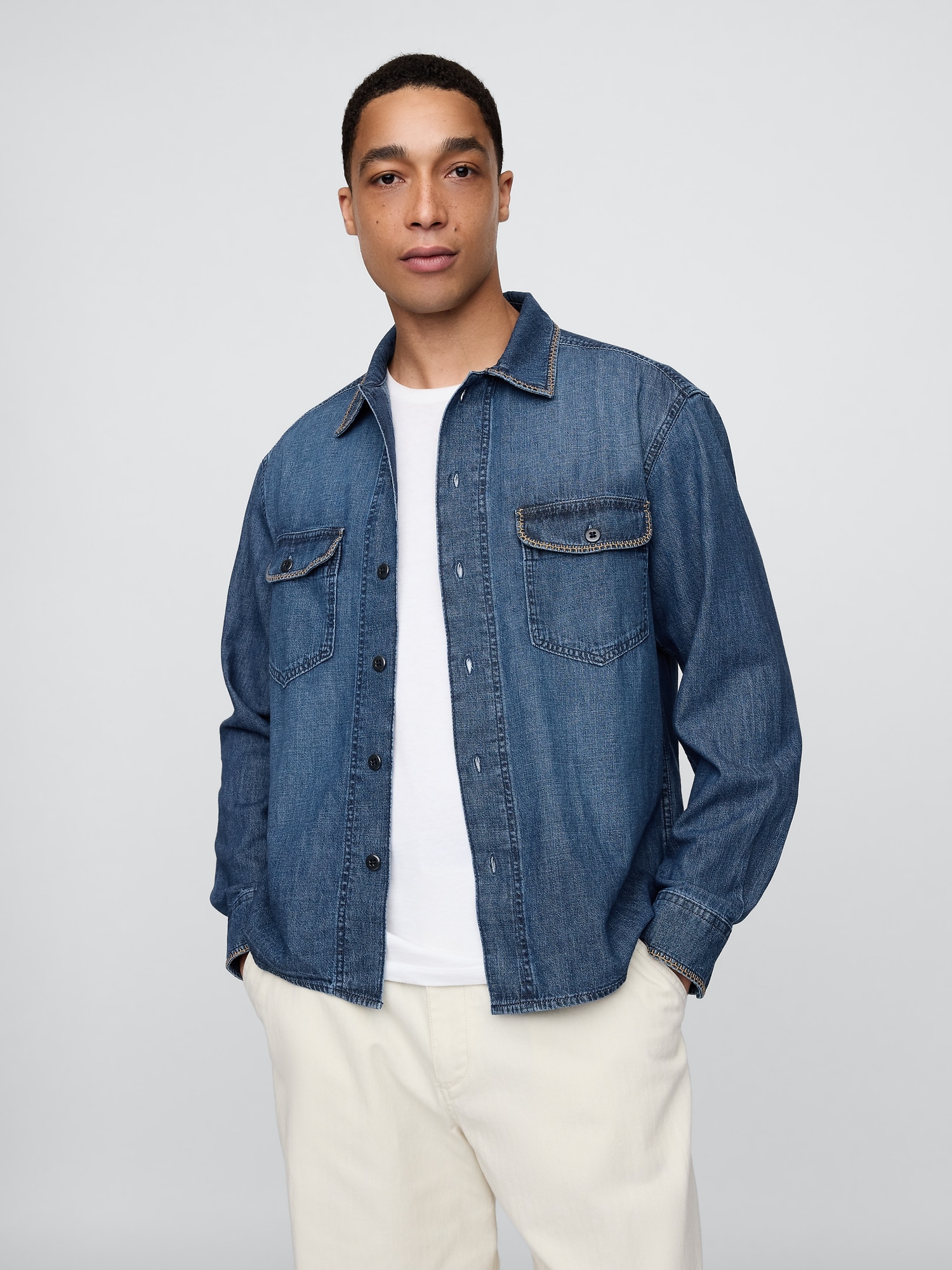 Embroidered Denim Shirt