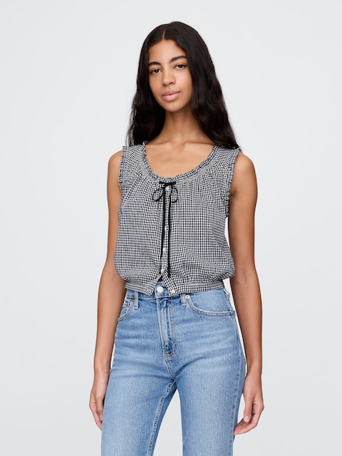 Gap × DÔEN Gingham Crop Tank Top