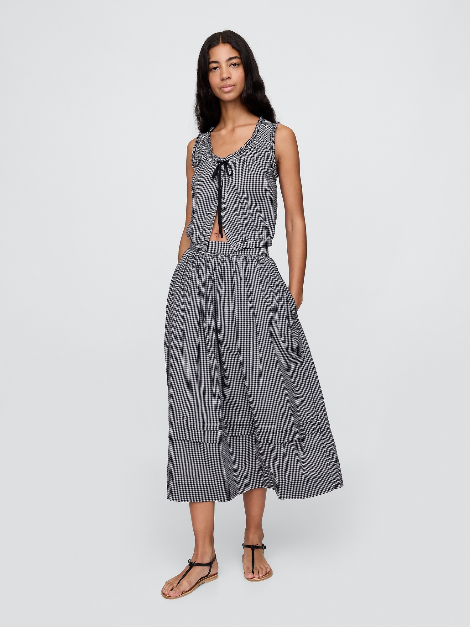 Женские юбки Gap × DÔEN Gingham Midi Skirt
