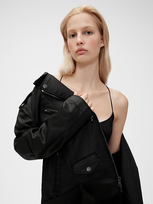 Image number 4 showing, GapStudio Coated Denim Moto Jacket