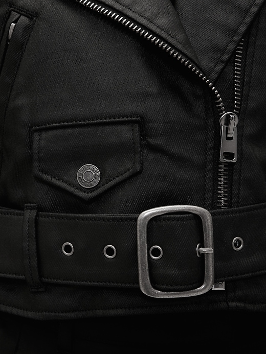 Image number 7 showing, GapStudio Coated Denim Cropped Moto Jacket