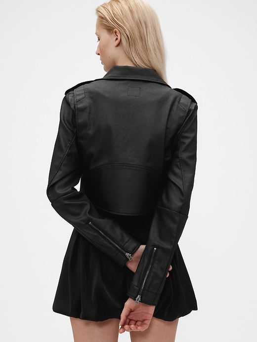 Image number 2 showing, GapStudio Coated Denim Cropped Moto Jacket