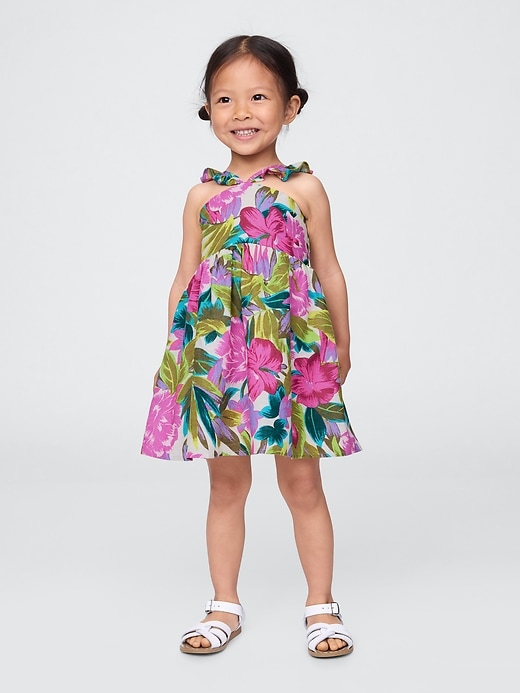 Image number 1 showing, Baby & Toddler Linen-Cotton Flutter V-Neck Dress