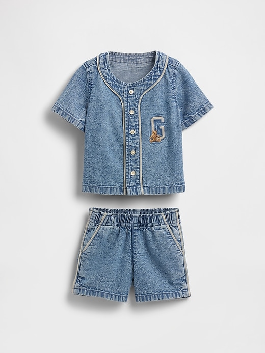 Image number 1 showing, Baby Denim Jersey Outfit Set