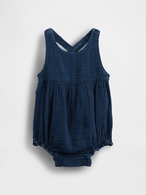 Baby Crinkle Gauze Denim Bubble Shorty One-Piece