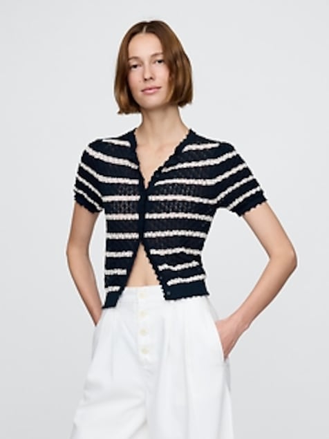 Gap × DÔEN Linen-Blend Pointelle Cardigan