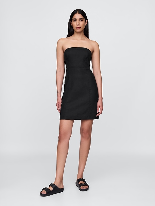 Image number 1 showing, Linen-Blend Mini Dress