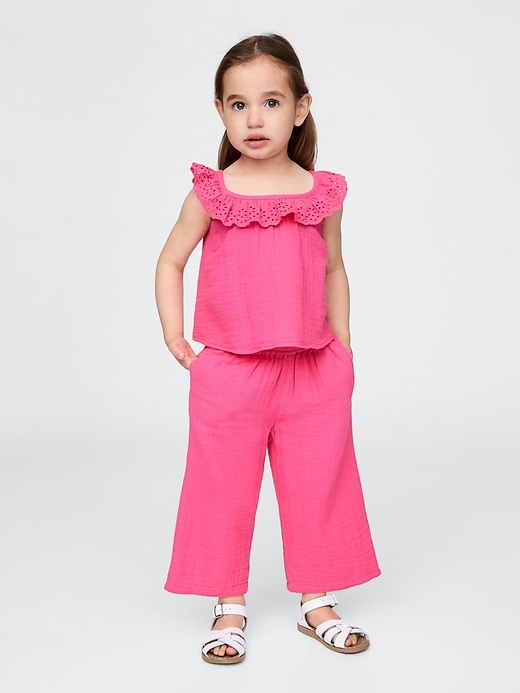 Image number 1 showing, Baby & Toddler Gauze Eyelet Ruffle Outfit Set