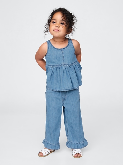 Image number 1 showing, Baby & Toddler Denim Ruffle Outfit Set