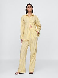 Organic Cotton Poplin Easy Wide-Leg Pants