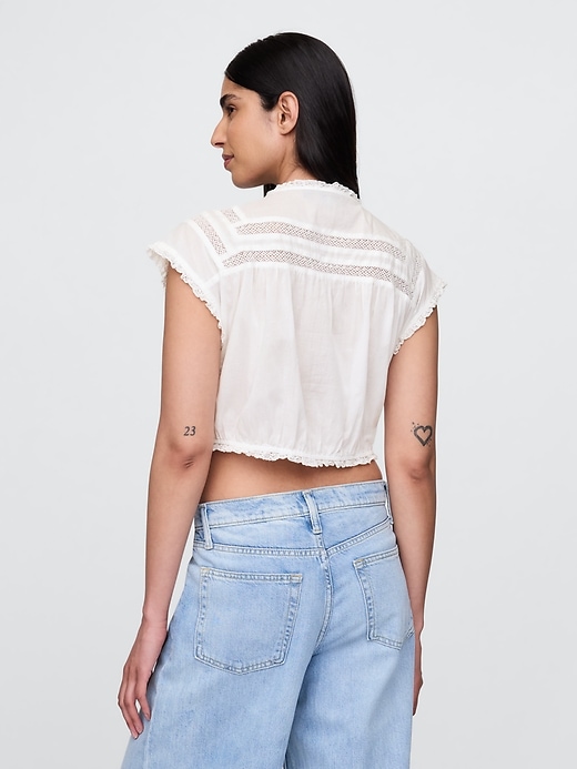 Image number 3 showing, Cropped Ruffle Pintuck Top