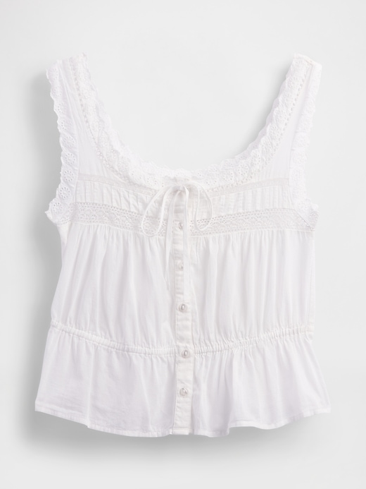 Image number 4 showing, Lace-Trim Peplum Crop Top