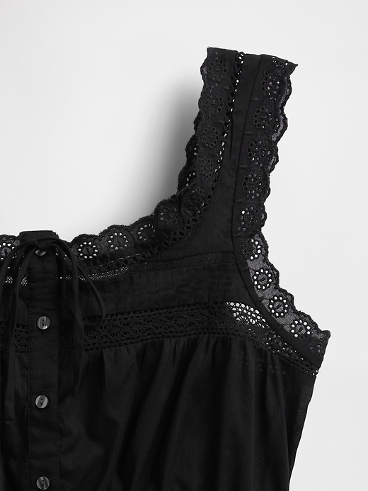 Image number 4 showing, Lace-Trim Peplum Crop Top