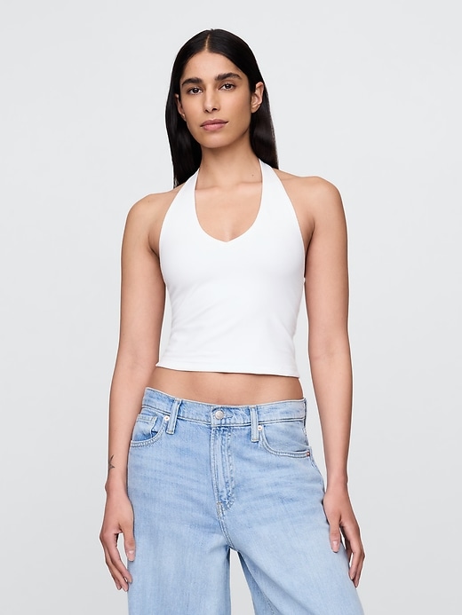 1 of 8 showing, with the color Fresh white of product CloseKnit Cropped Halter Top