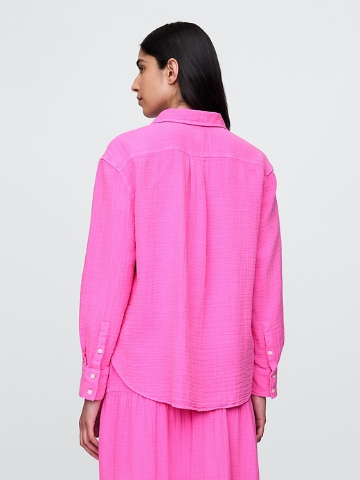 Image number 3 showing, Crinkle Gauze Button-Down Shirt