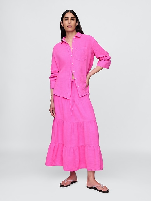 Image number 2 showing, Crinkle Gauze Button-Down Shirt