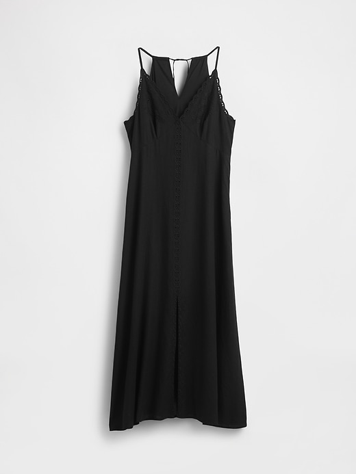 Image number 6 showing, Linen-Blend Embroidered Halter Maxi Dress