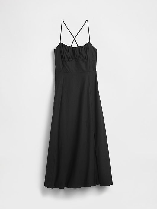 Image number 4 showing, Linen-Blend Shirred Bodice Maxi Dress