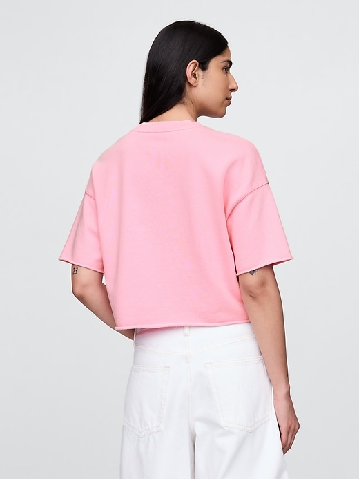 Image number 3 showing, French Terry Cropped Rolled Hem Sweatshirt