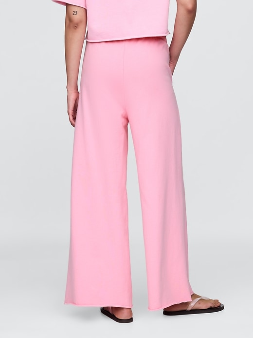 Image number 3 showing, French Terry Wide-Leg Rolled Hem Sweatpants